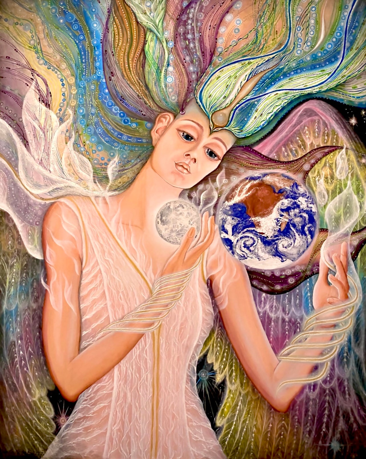 New-Earth Winged Goddess  - Glass Print Wall Art